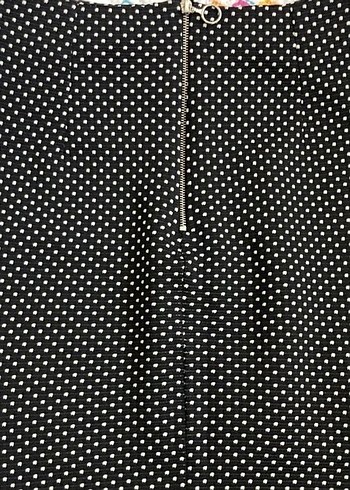 Puantiye Desenli Siyah  Kalem Etek - Görsel 2