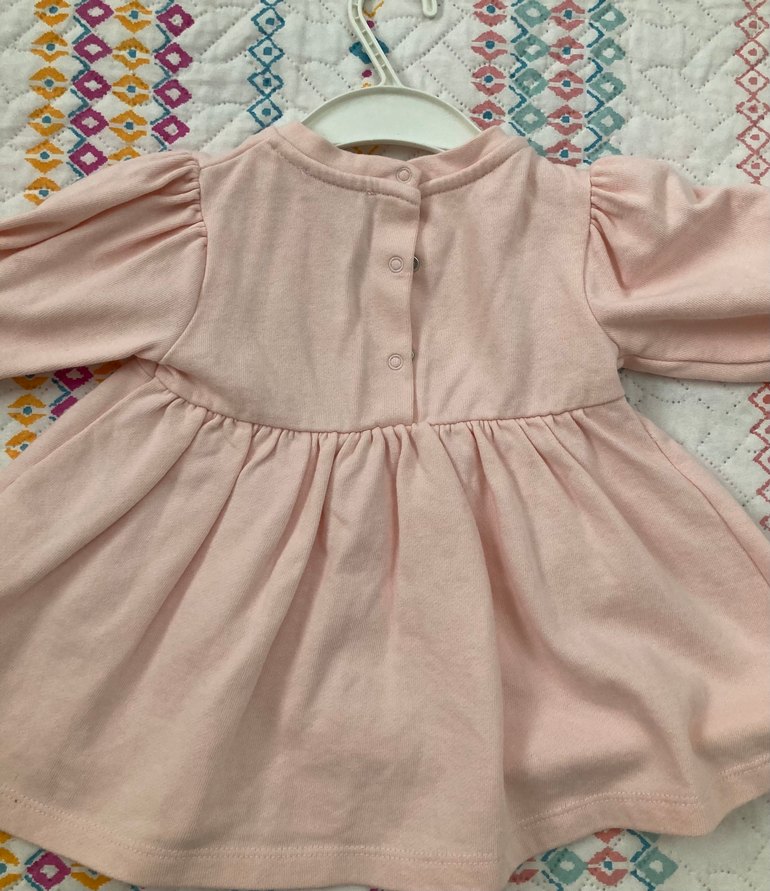 Kız Bebek Pembe Uzun Kollu Elbise - Görsel 3