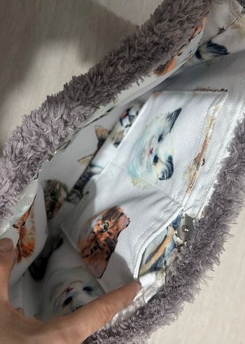 Gri Peluş Kadın Çanta - Görsel 3