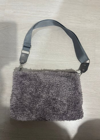 Gri Peluş Kadın Çanta - Görsel 2