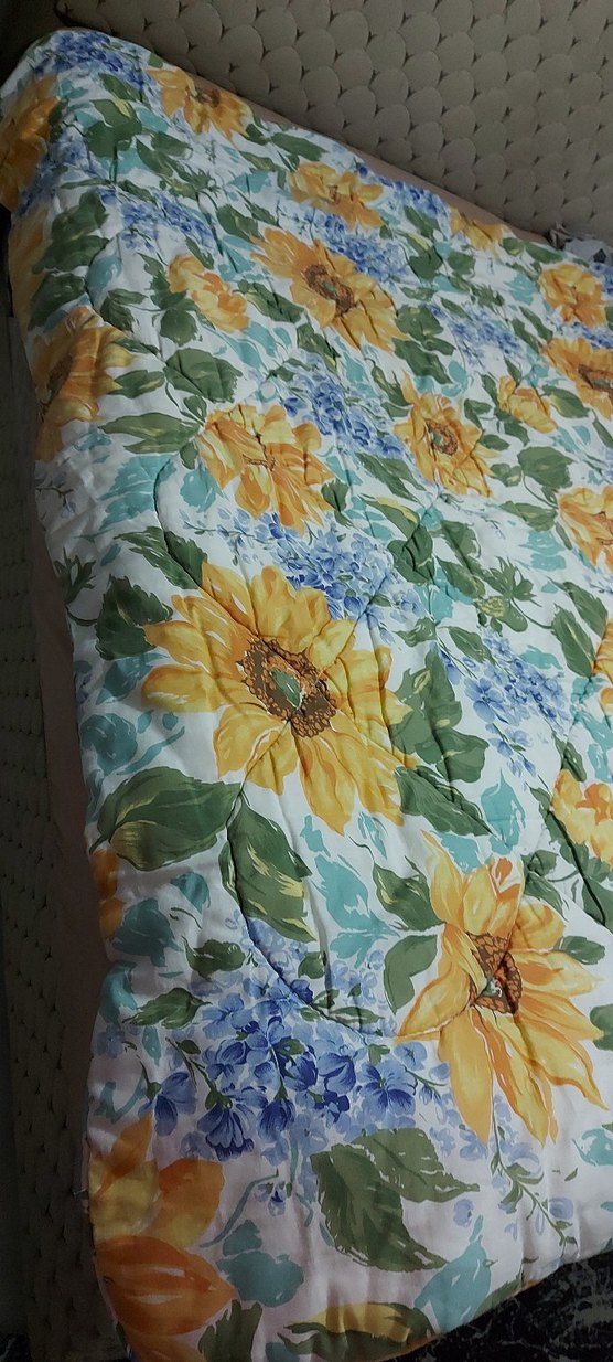 Pastel Sarı Çiçek Desenli yorgan - Görsel 2