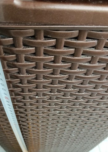 Koyu Kahverengi Hasır Görünümlü çamaşır sepeti - Görsel 4