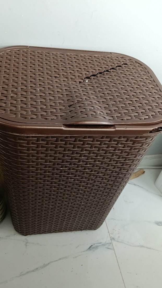 Koyu Kahverengi Hasır Görünümlü çamaşır sepeti - Görsel 2