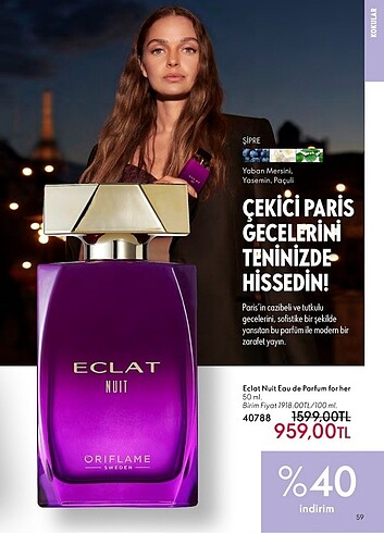oriflame eclat nuit kadın parfüm