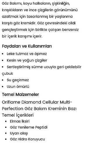 oriflame diamond cellular multi perfection göz kremi - Görsel 2