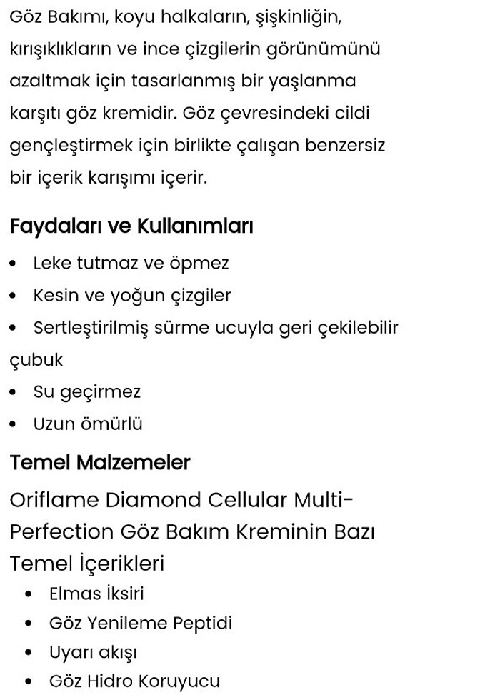 oriflame diamond cellular multi perfection göz kremi  - Görsel 2