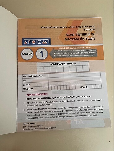  Ayt matematik 15li deneme.