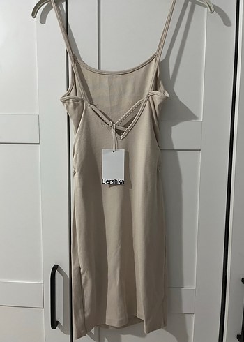 Bershka Bej mini İnce Askılı Elbise