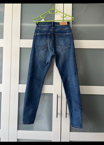 Stradivarius Düğmeli Mavi Kadın Denim Pantolon