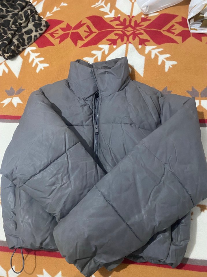 Gri Kadın Mont Yüksek Yakalı su gecirmez - Görsel 2