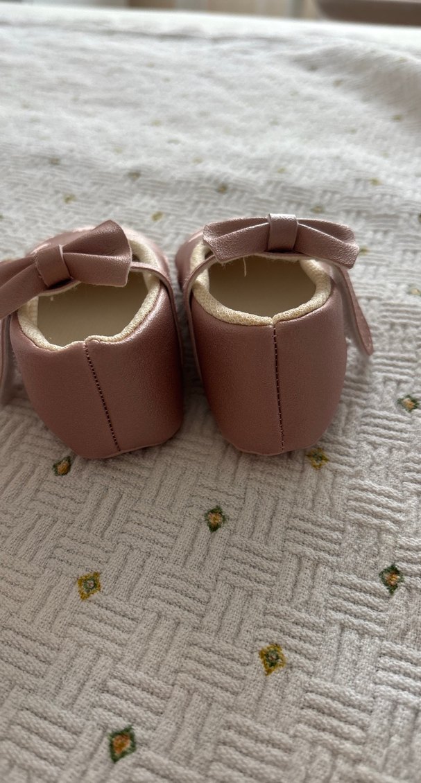 Nakışlı Fiyonklu Pembe Kız Babet - Görsel 2