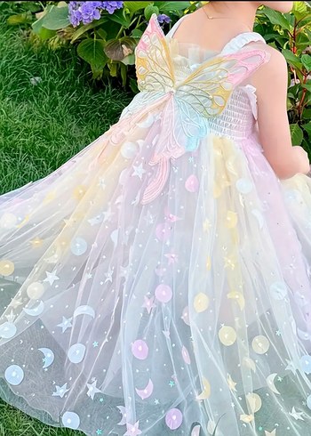 Çok Renkli Bohem Kız Çocuk Elbisesi - Görsel 3