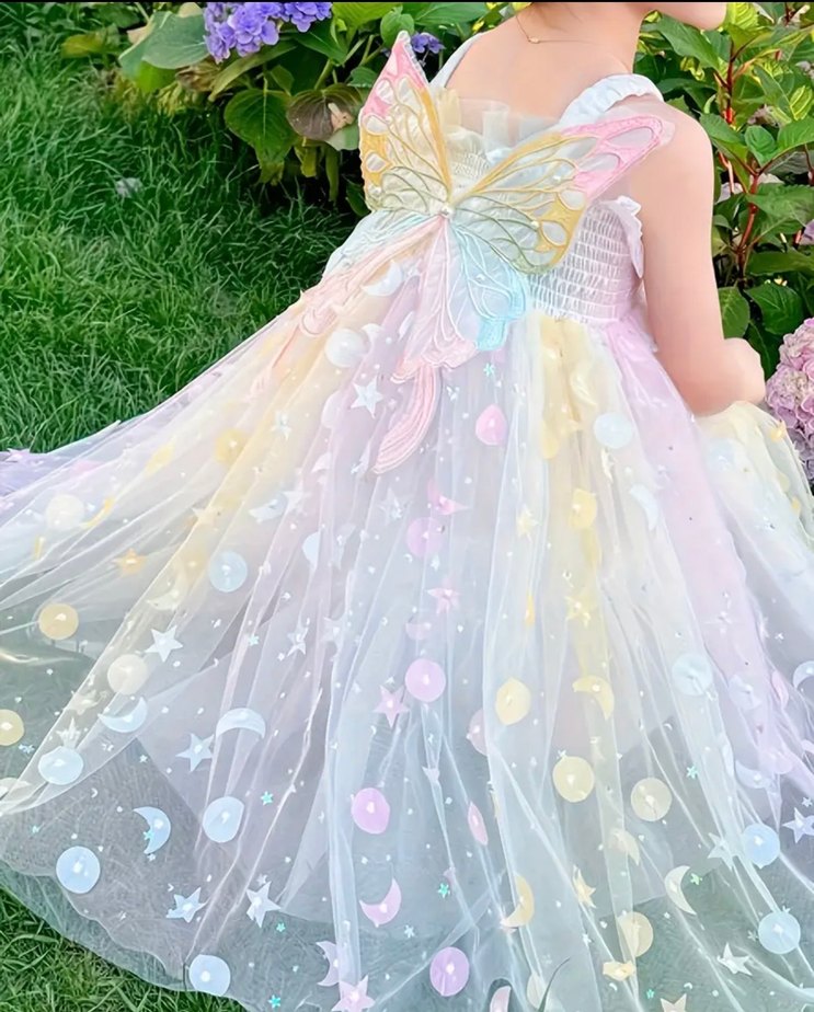 Çok Renkli Bohem Kız Çocuk Elbisesi - Görsel 3