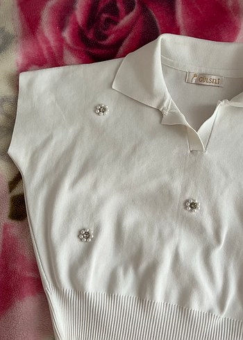 Kız Beyaz Kısa Kollu Polo Tişört - Görsel 2