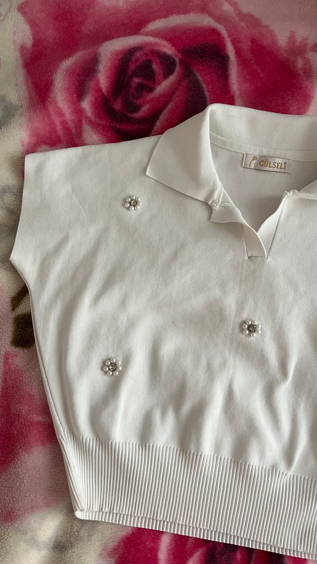 Kız Beyaz Kısa Kollu Polo Tişört - Görsel 2