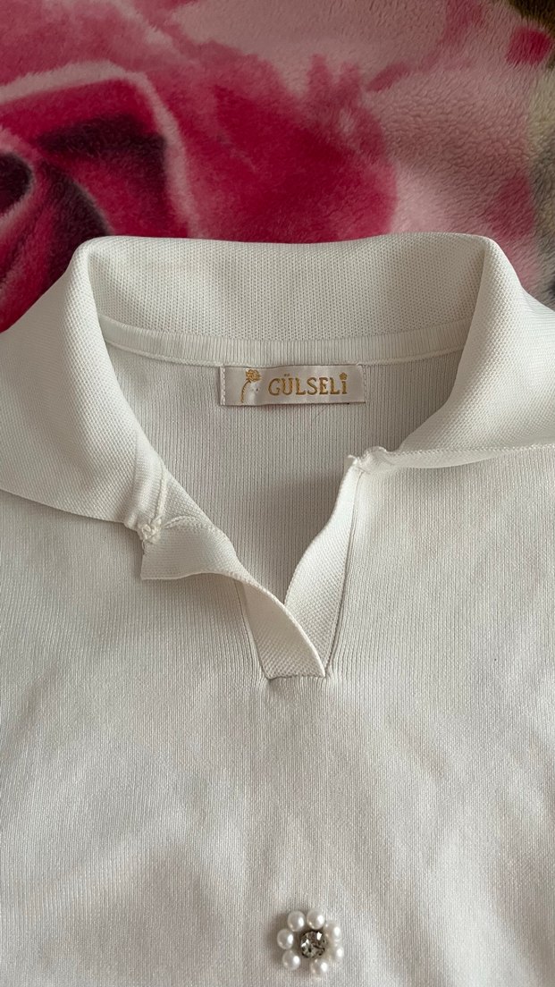 Kız Beyaz Kısa Kollu Polo Tişört - Görsel 4