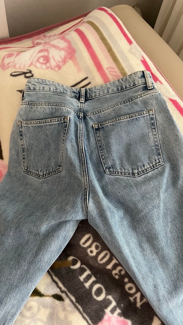 Gri Bağcıklı Loose Fit Kadın Denim Pantolon - Görsel 4