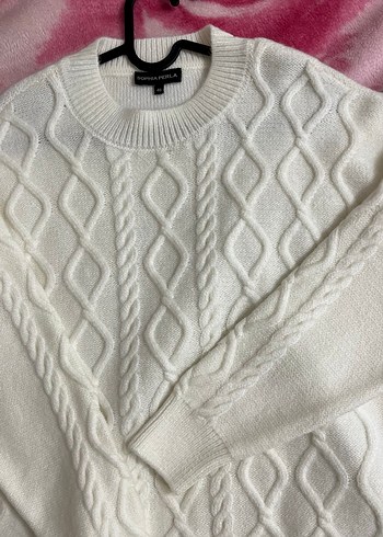 Gri Beyaz Triko Kadın Kazak - Görsel 2