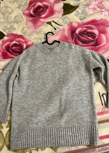 Gri Kadın Triko Kazak - Görsel 2