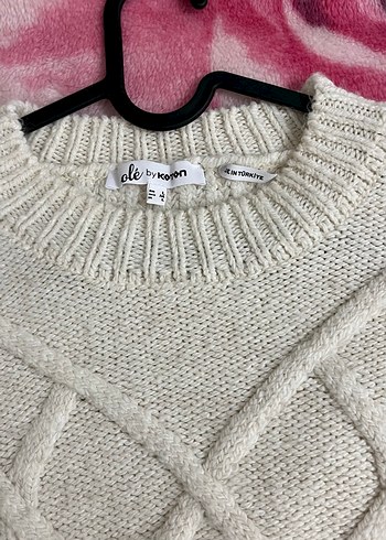 Beyaz Kadın Örgü Salaş Kazak - Görsel 2