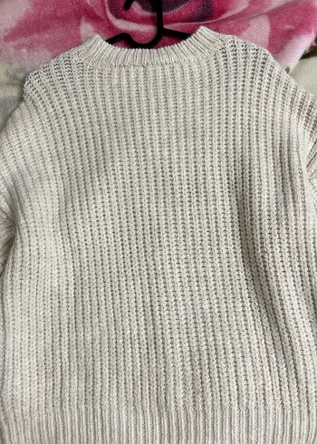 Beyaz Kadın Örgü Salaş Kazak - Görsel 6