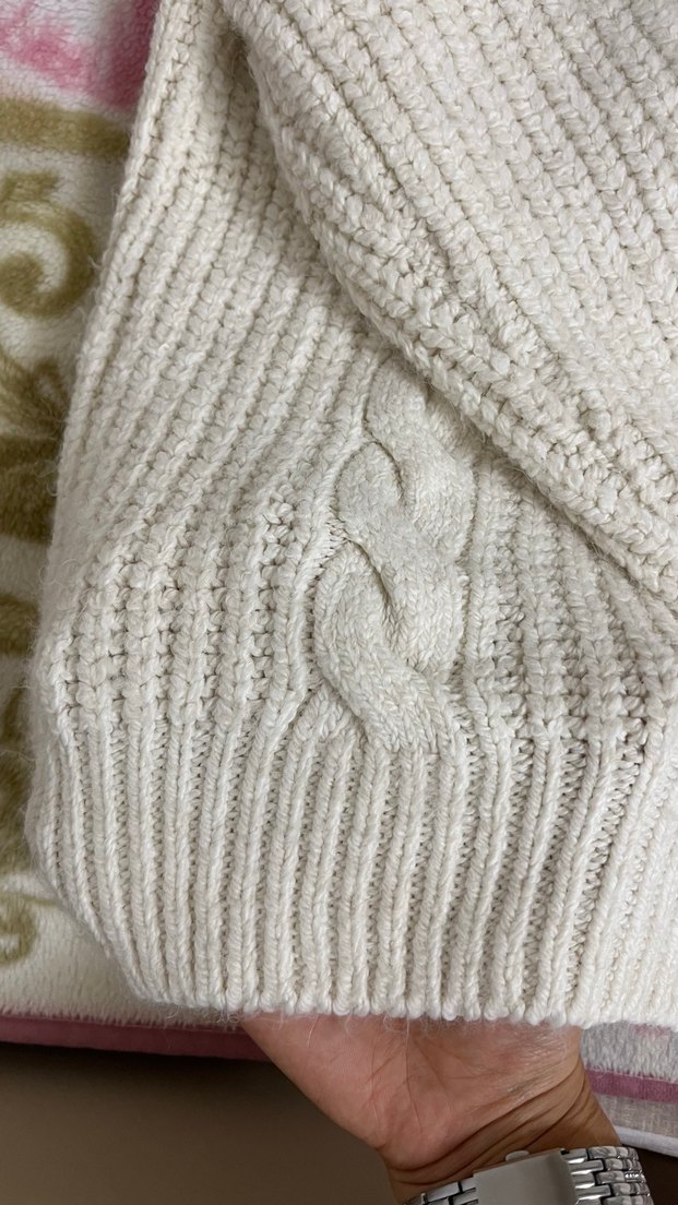 Beyaz Kadın Örgü Salaş Kazak - Görsel 4