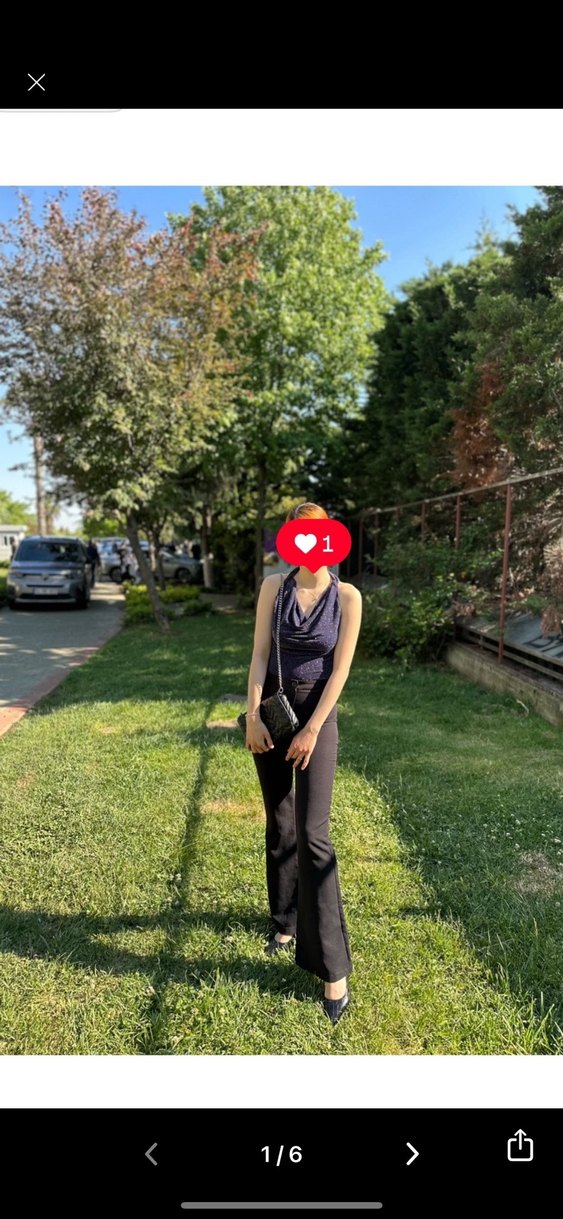 Kadın Lacivert sırtı açık çıtçıtlı bluz - Görsel 2