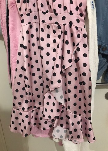 Diğer Puantiyeli Pembe Elbise