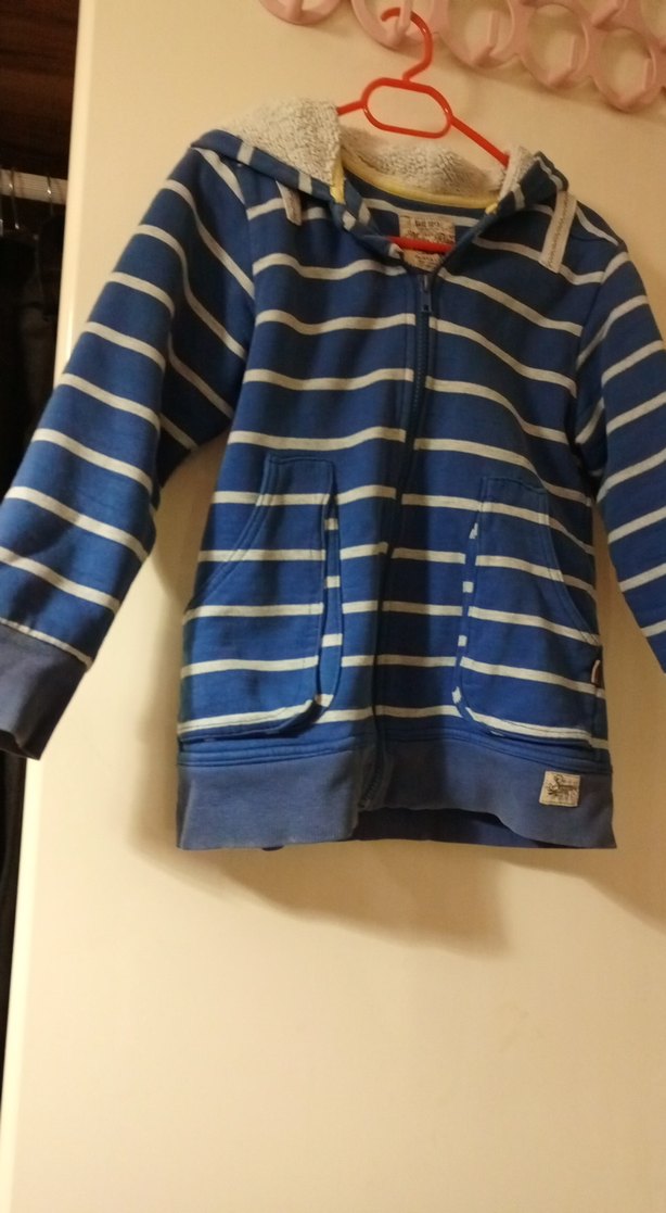 Mavi Çizgili Fermuarlı Erkek Çocuk Ceket - Görsel 4