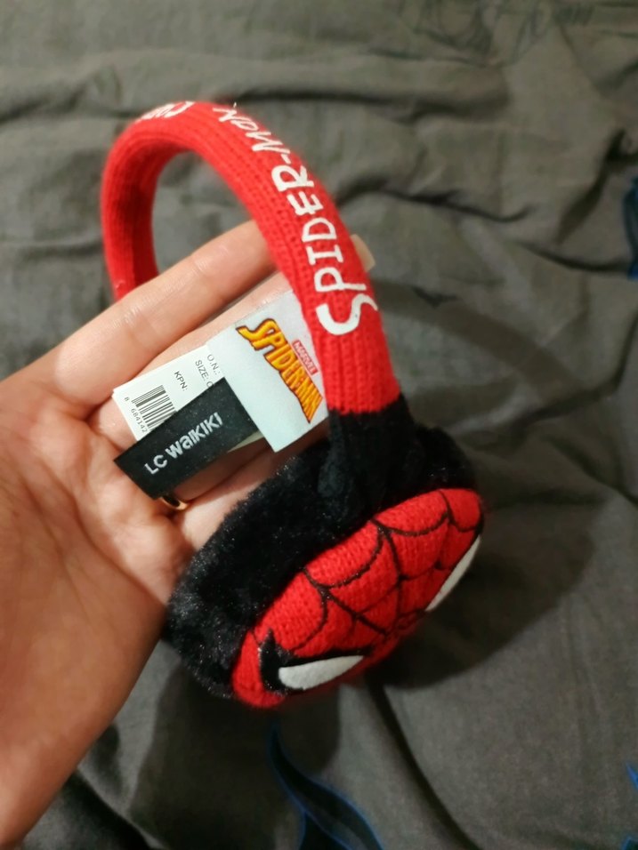 Renkli Örümcek Adam Temalı Kırmızı Kulaklık - Görsel 3