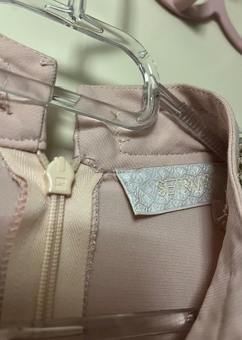 Zincir Detaylı pudra Kadın  nişan ve düğün elbisesi - Görsel 5