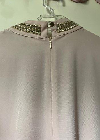 Zincir Detaylı pudra Kadın  nişan ve düğün elbisesi - Görsel 4