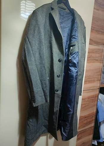 Gri Erkek Uzun Düğmeli Klasik kaban - Görsel 5