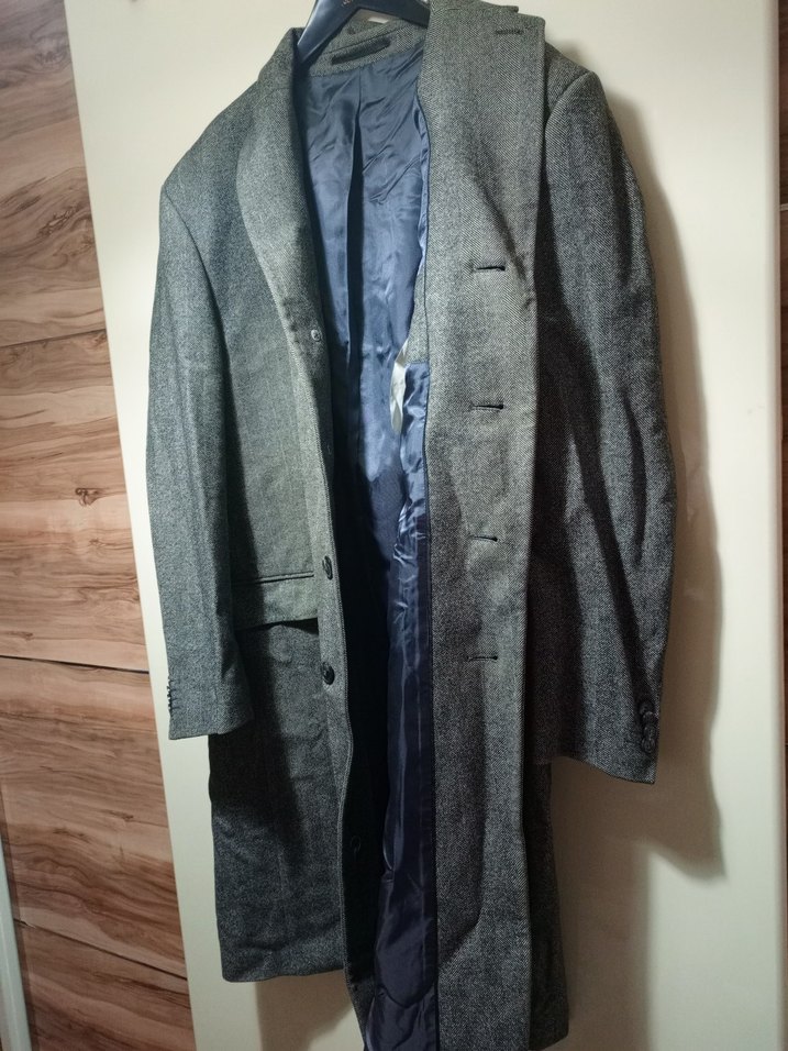 Gri Erkek Uzun Düğmeli Klasik kaban - Görsel 4