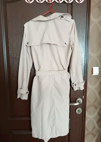 Bej Uzun Koton Kadın Trençkot - Görsel 2