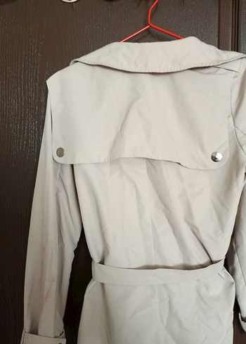 Bej Uzun Koton Kadın Trençkot - Görsel 4