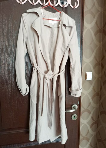 Bej Uzun Koton Kadın Trençkot - Görsel 10