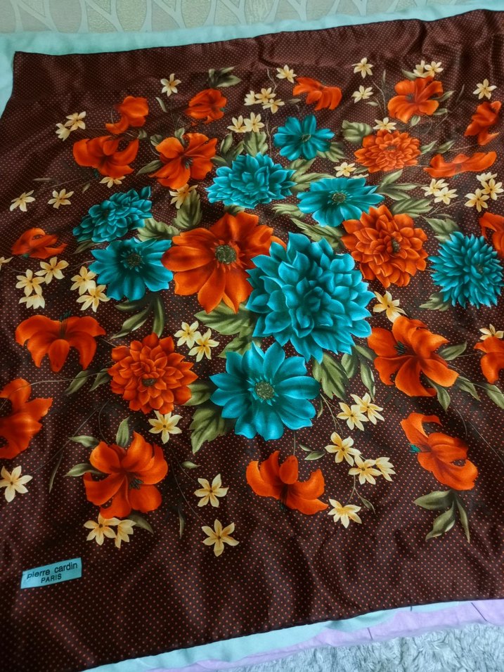 Pierre Cardin Vintage Çiçekli Fular - Görsel 2