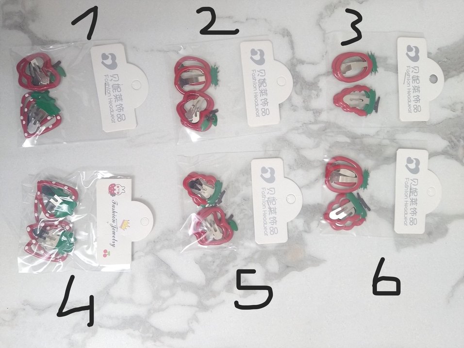 Renkli Elastik Çilek Desenli Çocuk Toka Seti - Görsel 2