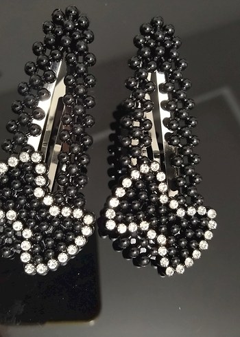 Siyah Taşlı Parlak Kadın Toka - Görsel 5