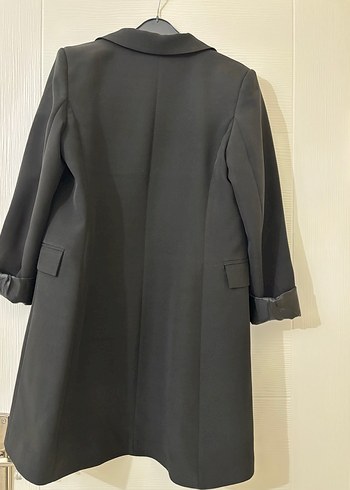 Düğmeli Siyah Kadın Midi Blazer Ceket - Görsel 4