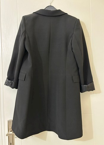 Düğmeli Siyah Kadın Midi Blazer Ceket - Görsel 5