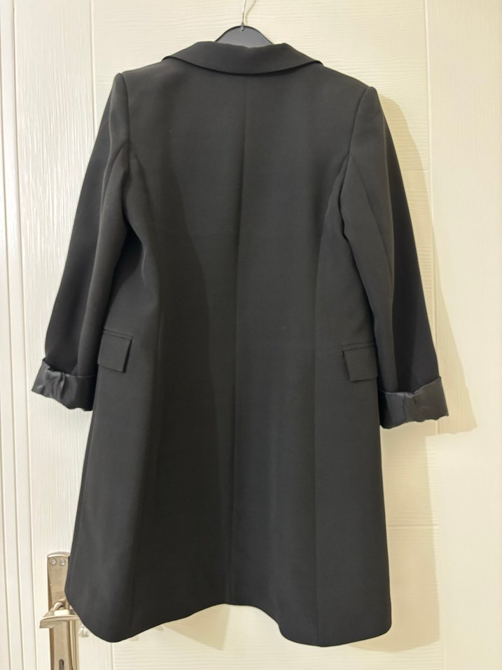 Düğmeli Siyah Kadın Midi Blazer Ceket - Görsel 5