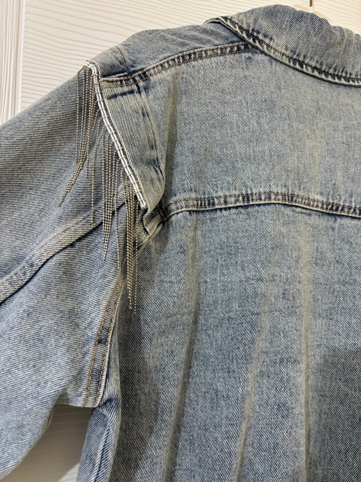 Kadın Mavi Batik Desenli Denim Gömlek Ceket - Görsel 5