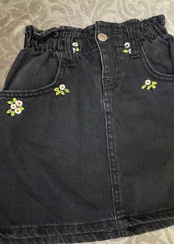 Zara Nakışlı Siyah Denim Kız Etek - Görsel 2