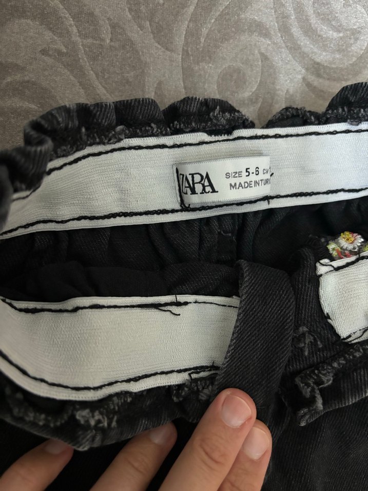 Zara Nakışlı Siyah Denim Kız Etek - Görsel 3