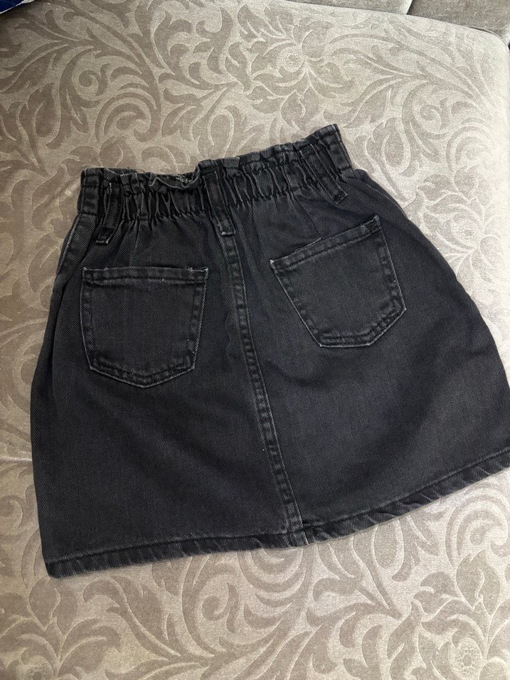 Zara Nakışlı Siyah Denim Kız Etek - Görsel 4