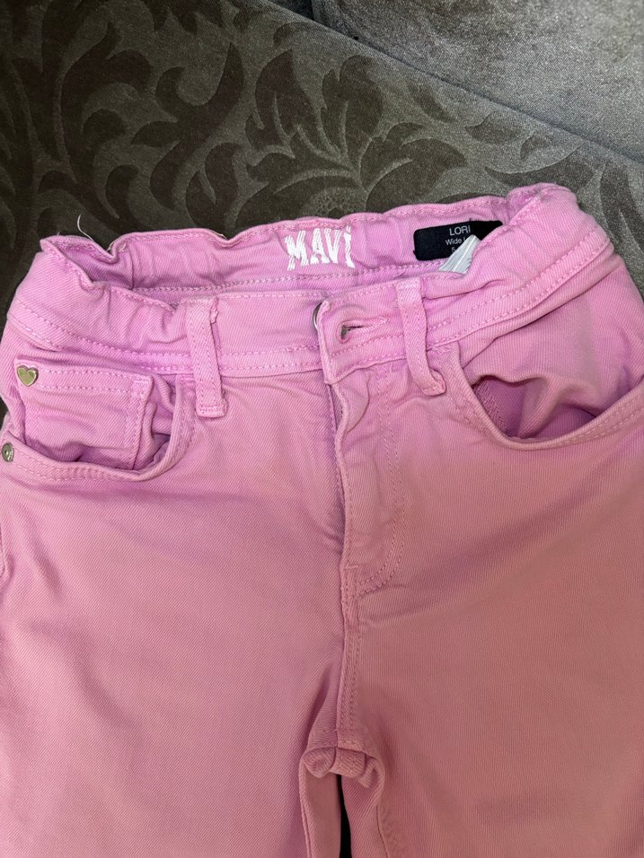 Kız Çocuk Pembe Bol Kesim Denim Pantolon - Görsel 5