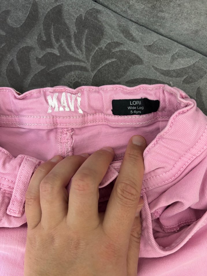 Kız Çocuk Pembe Bol Kesim Denim Pantolon - Görsel 3