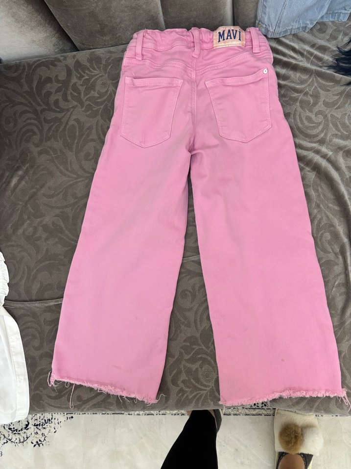 Kız Çocuk Pembe Bol Kesim Denim Pantolon - Görsel 4